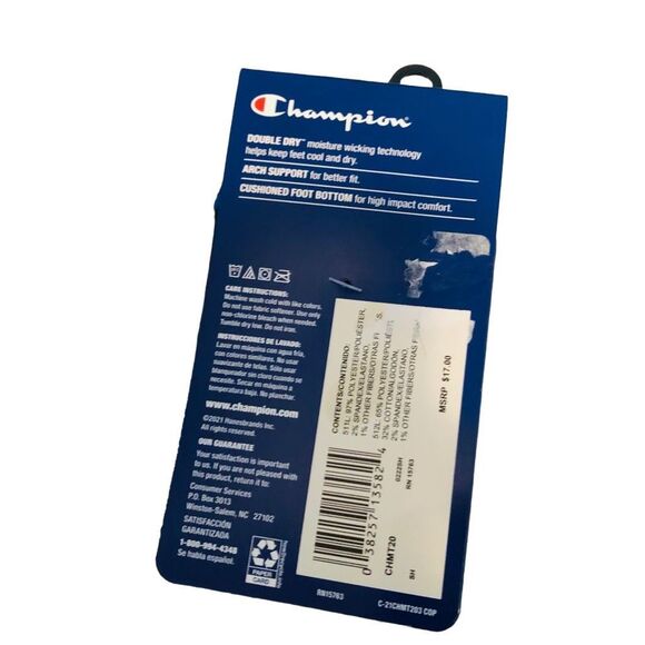 Champion Socks 3 Pairs Double Dry Grey Black NWT - Picture 2 of 5